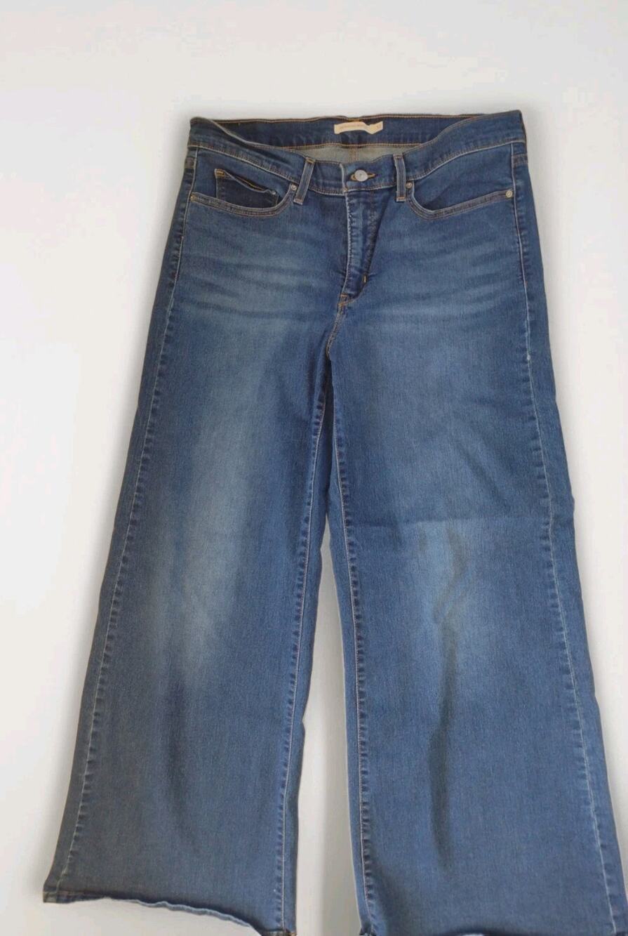 Levi's 318 Shaping Wide Leg Jeans Women Size 32 x 32 Stone Washed Y2K retro